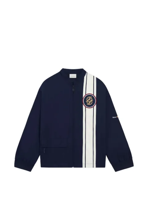 Drôle De Monsieur stripe-pattern logo-patch jacket Blue LJT286PL168