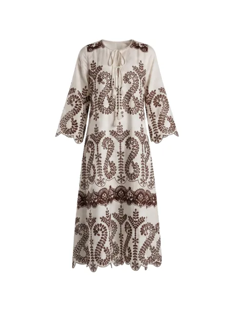 Christy Lynn Norah embroidered midi dress Neutrals CLD751F58CE