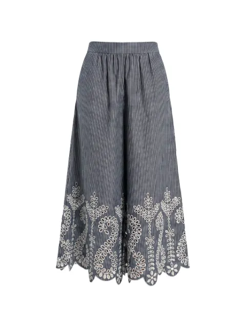 Christy Lynn Carter embroidered wide-leg trousers Blue CLP123