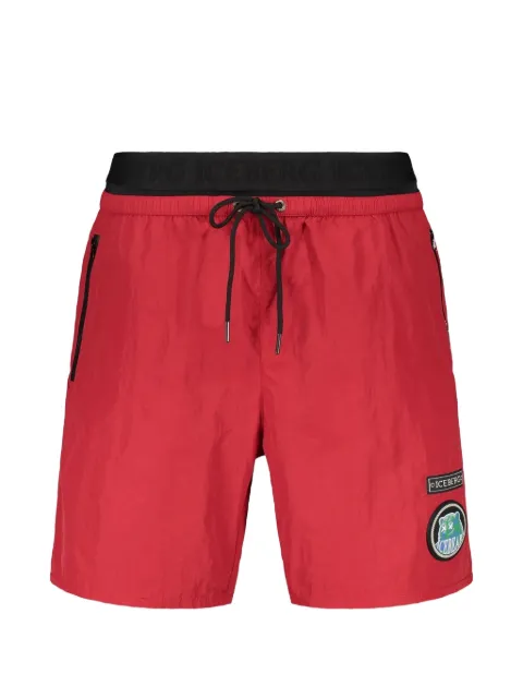 Iceberg logo-patch drawstring swim shorts Red ICE26MBM05