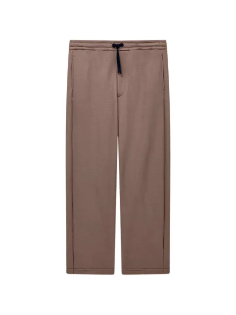 Giorgio Armani drawstring logo-patch trousers Brown GM003988TE19859U6199