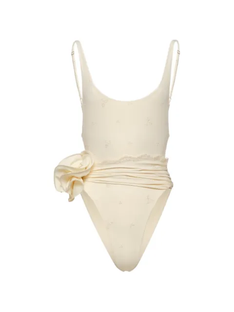 Magda Butrym floral-embroidered swimsuit Neutrals 649726