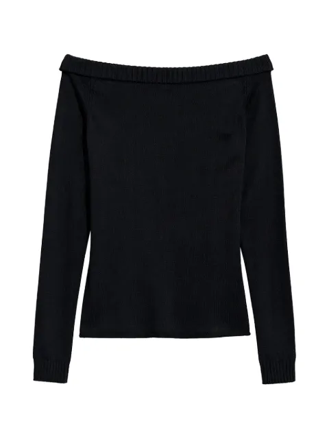 IRO off-the-shoulder ribbed-trim sweater Black WP12BULLE