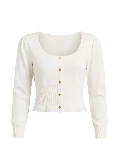 FRACOMINA puff-sleeve ribbed-hem cardigan Neutrals FR26ST8001K52401