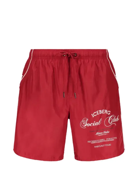 Iceberg logo-print piped swim shorts Red ICE26MBM02