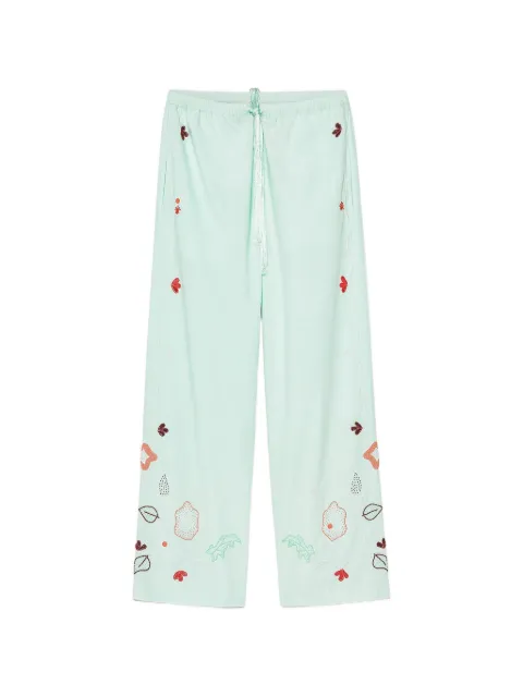 Forte Forte embroidered drawstring-waist trousers Blue 14848MYPANTS