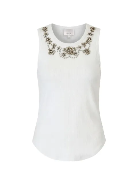 Cinq A Sept crystal-embellished ribbed tank top White ZW1697G10008Z
