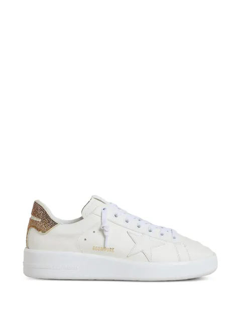 Golden Goose Purestar crystal-embellished leather sneakers White GWF00197F007335