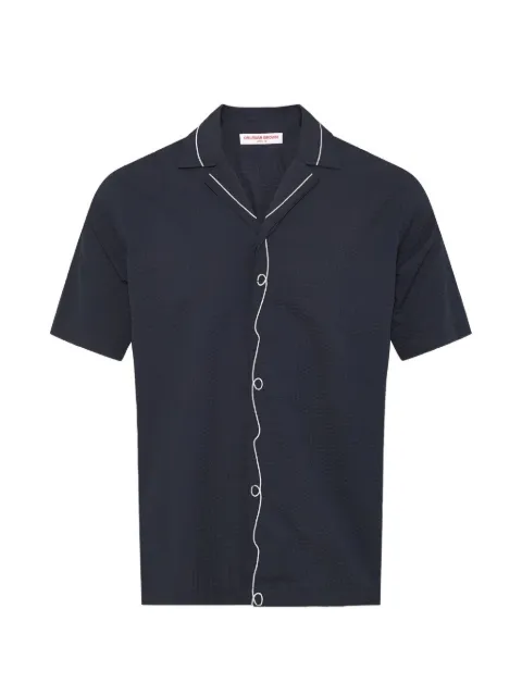 Orlebar Brown Maitan border-embroidery shirt Blue 282466