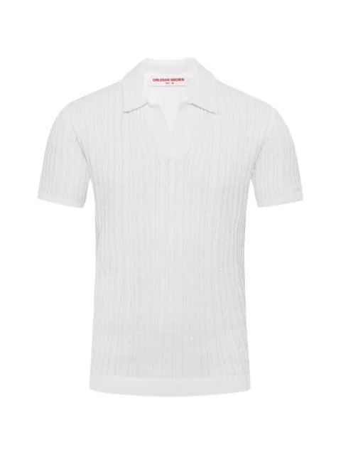 Orlebar Brown Horton texture-stripe polo shirt White 282462