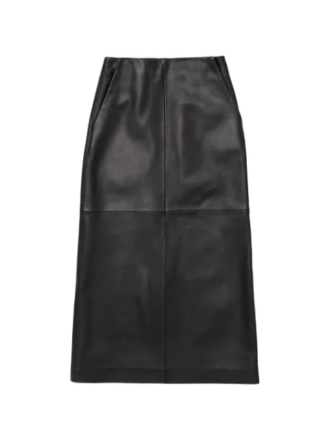 TAIGA TAKAHASHI leather midi skirt Black TW26AW802019