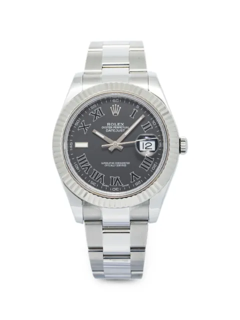 Rolex Datejust fluted bezel 41mm watch Grey 116334