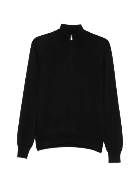 Tagliatore quarter-zip knitted polo shirt Black HOCHEGSI2601