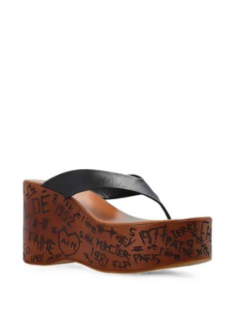Chloé Maxime graffiti-print wedge sandals Black CH26A20HLU