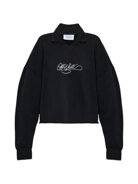 Off-White logo-embroidered V-neck sweatshirt Black 2FE00633TW003