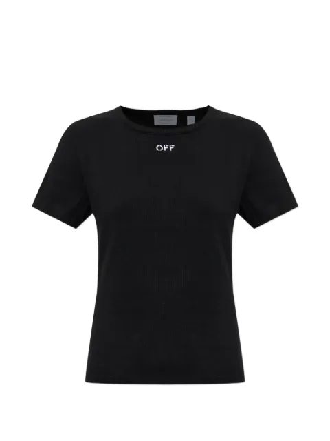 Off-White ribbed-knit logo-embroidered T-shirt Black 2FA00679TW003