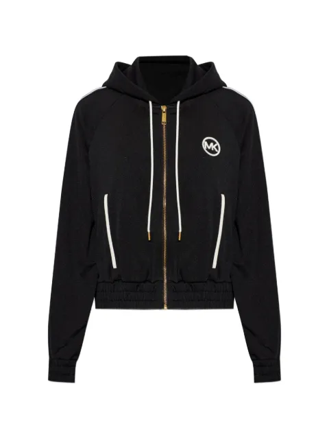 Michael Michael Kors logo-embroidered zip-up hoodie Black MR651X2K8N