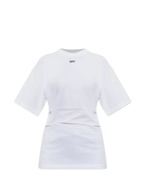 Off-White Off Stamp logo-print pleated T-shirt White 2FA00443TW102