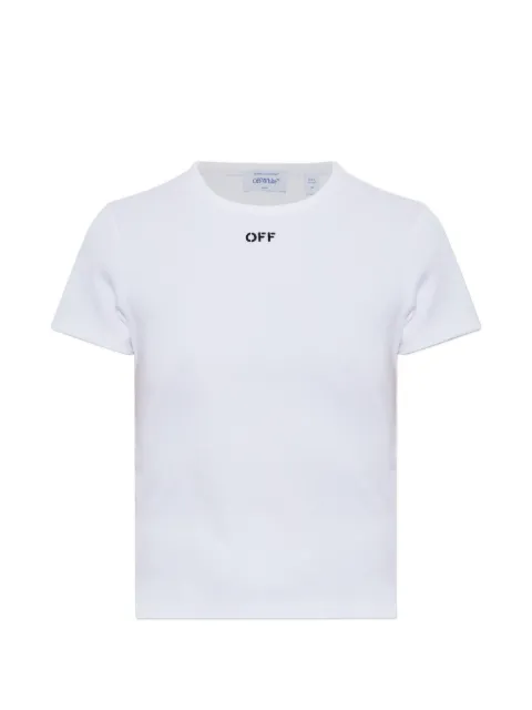 Off-White embroidered-logo ribbed T-shirt White 2FA00679TW102