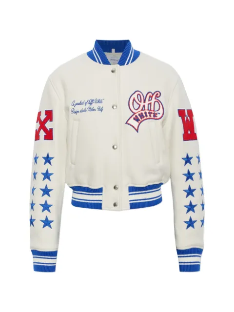 Off-White logo-patch bomber jacket Neutrals 2FG00409TW258