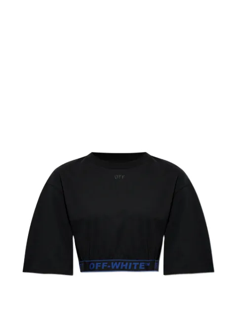 Off-White logo-tape cropped T-shirt Black 2FA00610TW013