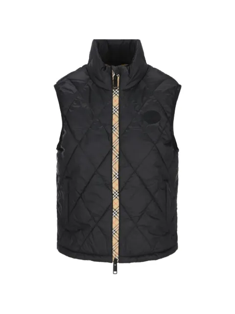 Burberry diamond-quilted check-trim gilet Black 8130519