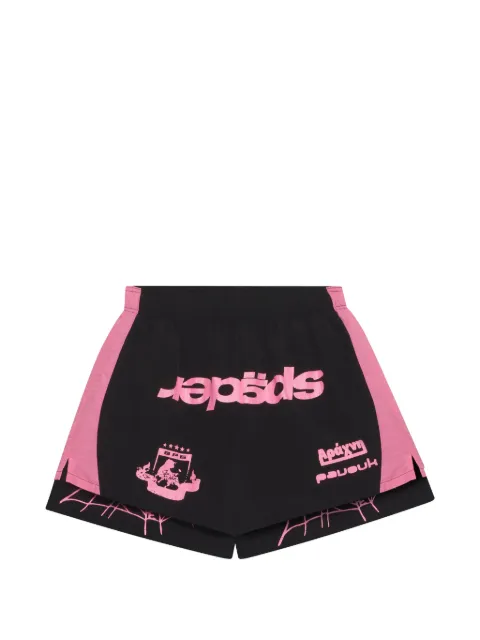 SP5DER soccer double-layer logo-print shorts Black SP5DER570