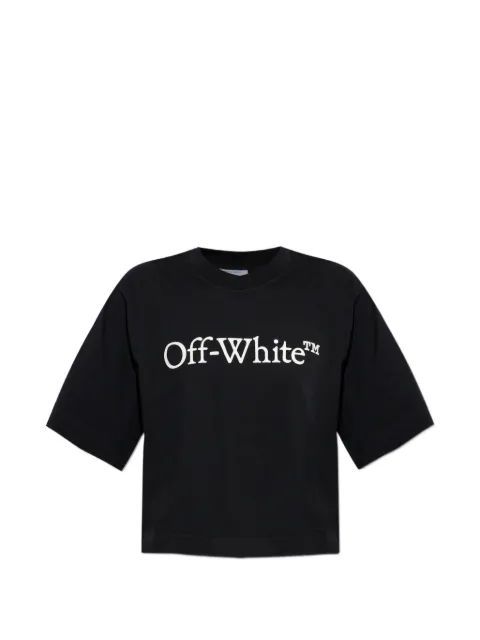 Off-White logo-print cropped T-shirt Black 2FA00676TW003