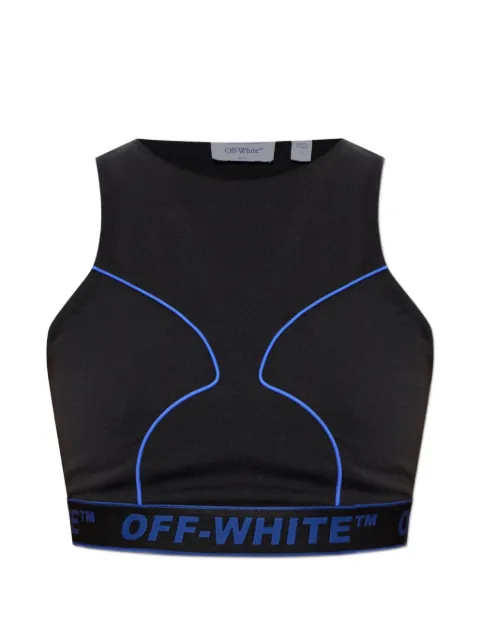 Off-White logo-tape piping top Black 2FA00362TW013