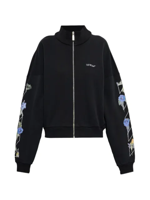 Off-White floral-print Arrows zip-up sweatshirt Black 2FE00507TW036