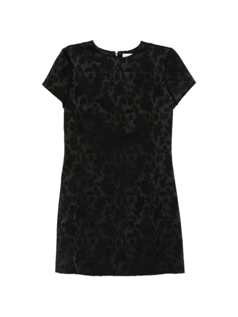 Saint Laurent floral-jacquard short-sleeve mini dress Black A002HIY3L66