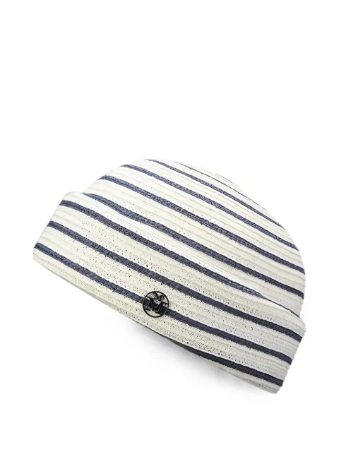 Maison Michel Ugo striped straw beanie hat Neutrals 1647001001CDA3838