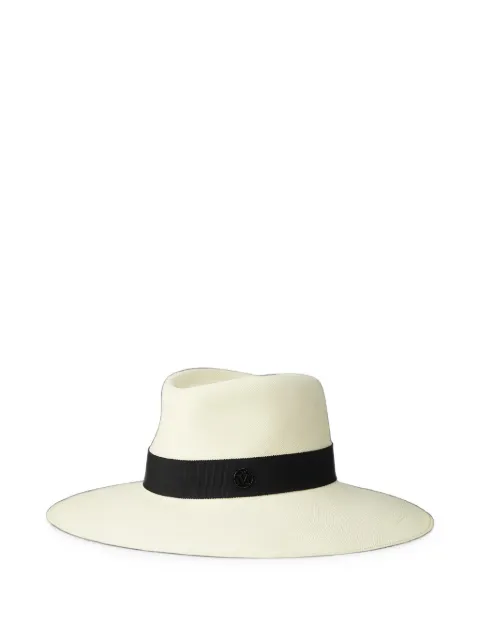 Maison Michel grosgrain-trim straw fedora hat Neutrals 1020126001