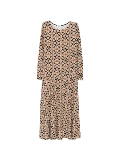 Siyu geometric-print midi dress Brown ACISPLUS1428