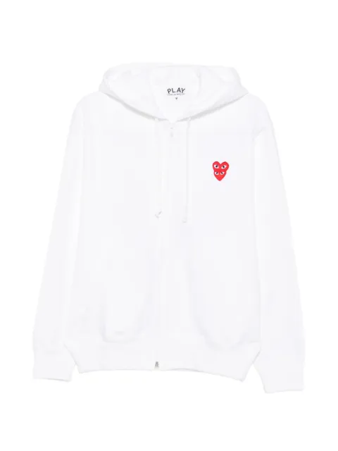 Comme Des Garçons Play heart-patch zip-up hoodie White AXT294051