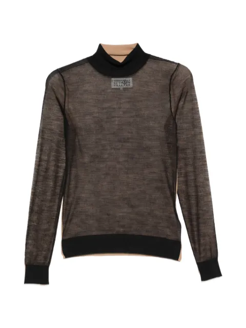 MM6 Maison Margiela sheer-knit high-neck sweater Black S62HA0111M13352