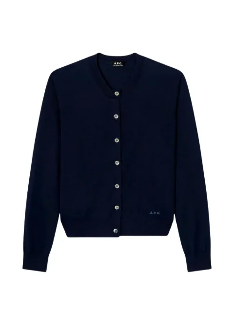 A.P.C. Marisa logo-embroidered button-up cardigan Blue WVAWMF22348