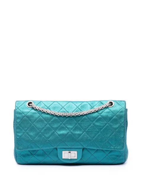 CHANEL Pre-Owned 2008-2009 Quilted Metallic Lambskin Reissue 2.55 Double Flap 227 shoulder bag Blue 9JE0FHJ6L7T2NCR1