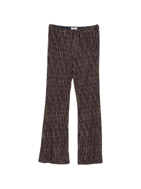 Siyu geometric-print flared trousers Black DOORSWARMCR1525