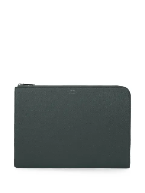 Smythson large Panama-leather laptop case Green 1206112