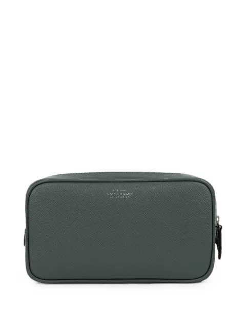 Smythson Panama logo-print wash bag Green 1206028