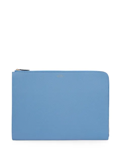Smythson Panama laptop case Blue 1204405