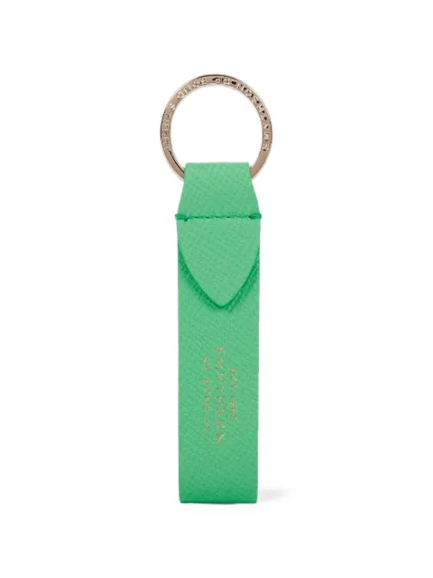Smythson Panama leather strap keyring Green 1205995