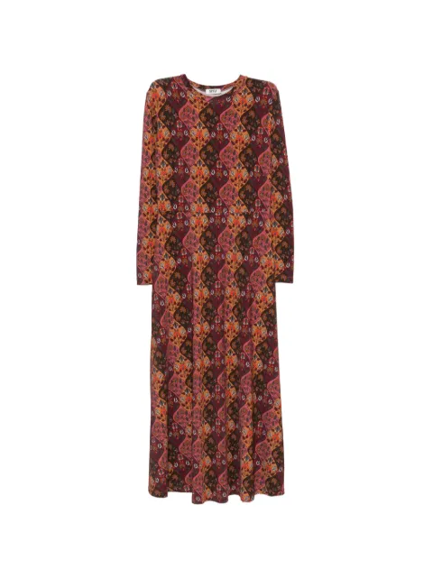 Siyu floral-print long-sleeve midi dress Brown ORLANDOPLUS1440