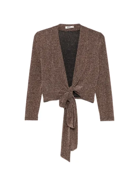 Siyu check-pattern wrap-fastening top Brown LUREXCHECKS118502