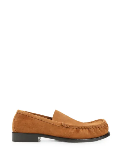 DRIES VAN NOTEN suede gathered-detail loafers Brown 2620217190106
