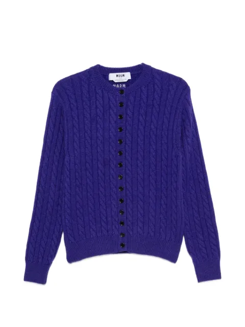 MSGM cable-knit button-front cardigan Purple 4141MDM207267758
