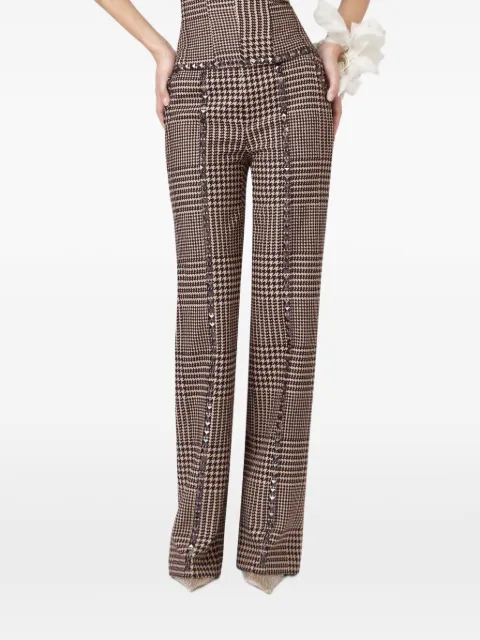 Giuseppe Di Morabito houndstooth-pattern stud-embellished trousers Brown 07PFPA114B16703