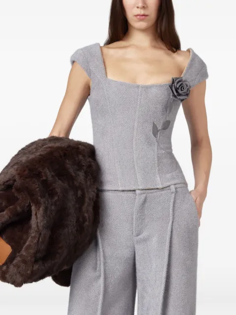 Giuseppe Di Morabito rose-appliqué corset-style top Grey 07PFTO440SX16709A