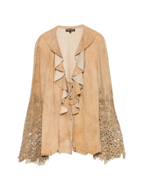 Roberto Cavalli Vintage 2000s ruffled laser-cut jacket Neutrals RC790CFJ